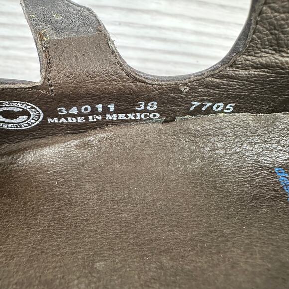 Wolky Mary Jane Pump Shoes SZ 38 Gray Black Hook Loop Strap Block Heels Leather - Picture 6 of 9